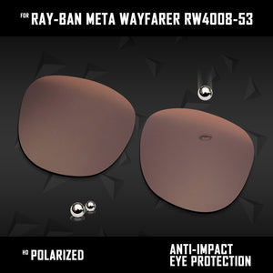 Anti Scratch Polarized Replacement Lenses for-Ray-Ban Meta Wayfarer RW4008-53 Options