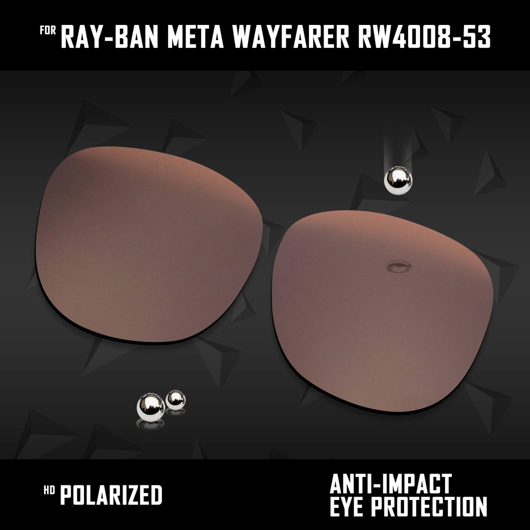 Anti Scratch Polarized Replacement Lenses for-Ray-Ban Meta Wayfarer RW4008-53 Options