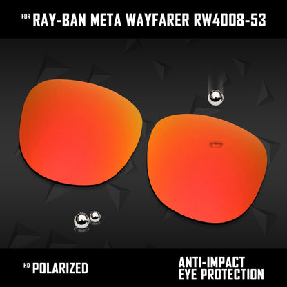 Anti Scratch Polarized Replacement Lenses for-Ray-Ban Meta Wayfarer RW4008-53 Options
