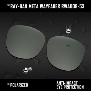 Anti Scratch Polarized Replacement Lenses for-Ray-Ban Meta Wayfarer RW4008-53 Options