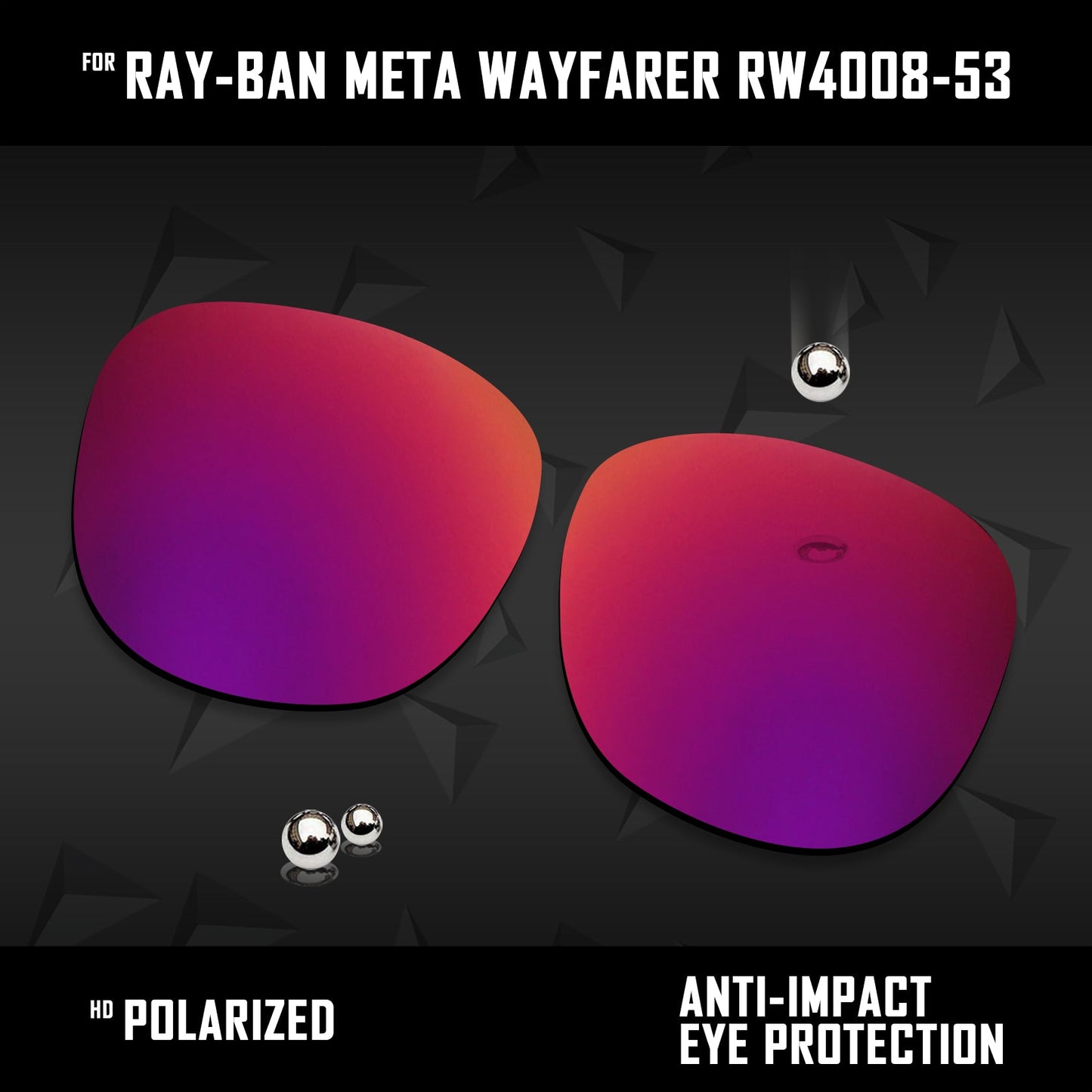 Anti Scratch Polarized Replacement Lenses for-Ray-Ban Meta Wayfarer RW4008-53 Options