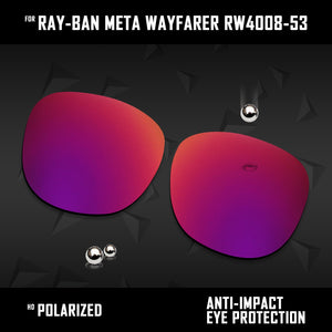 Anti Scratch Polarized Replacement Lenses for-Ray-Ban Meta Wayfarer RW4008-53 Options