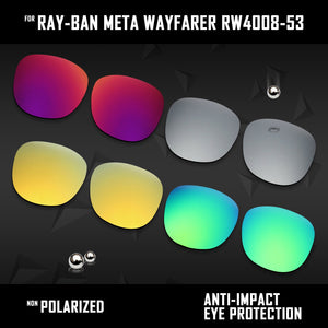 Anti Scratch Polarized Replacement Lenses for-Ray-Ban Meta Wayfarer RW4008-53 Options