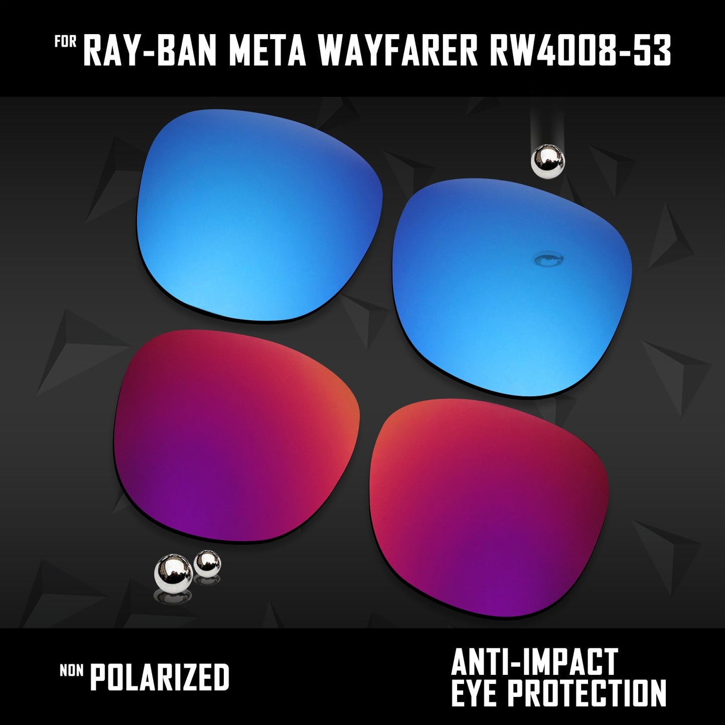 Anti Scratch Polarized Replacement Lenses for-Ray-Ban Meta Wayfarer RW4008-53 Options