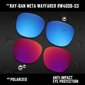 Anti Scratch Polarized Replacement Lenses for-Ray-Ban Meta Wayfarer RW4008-53 Options