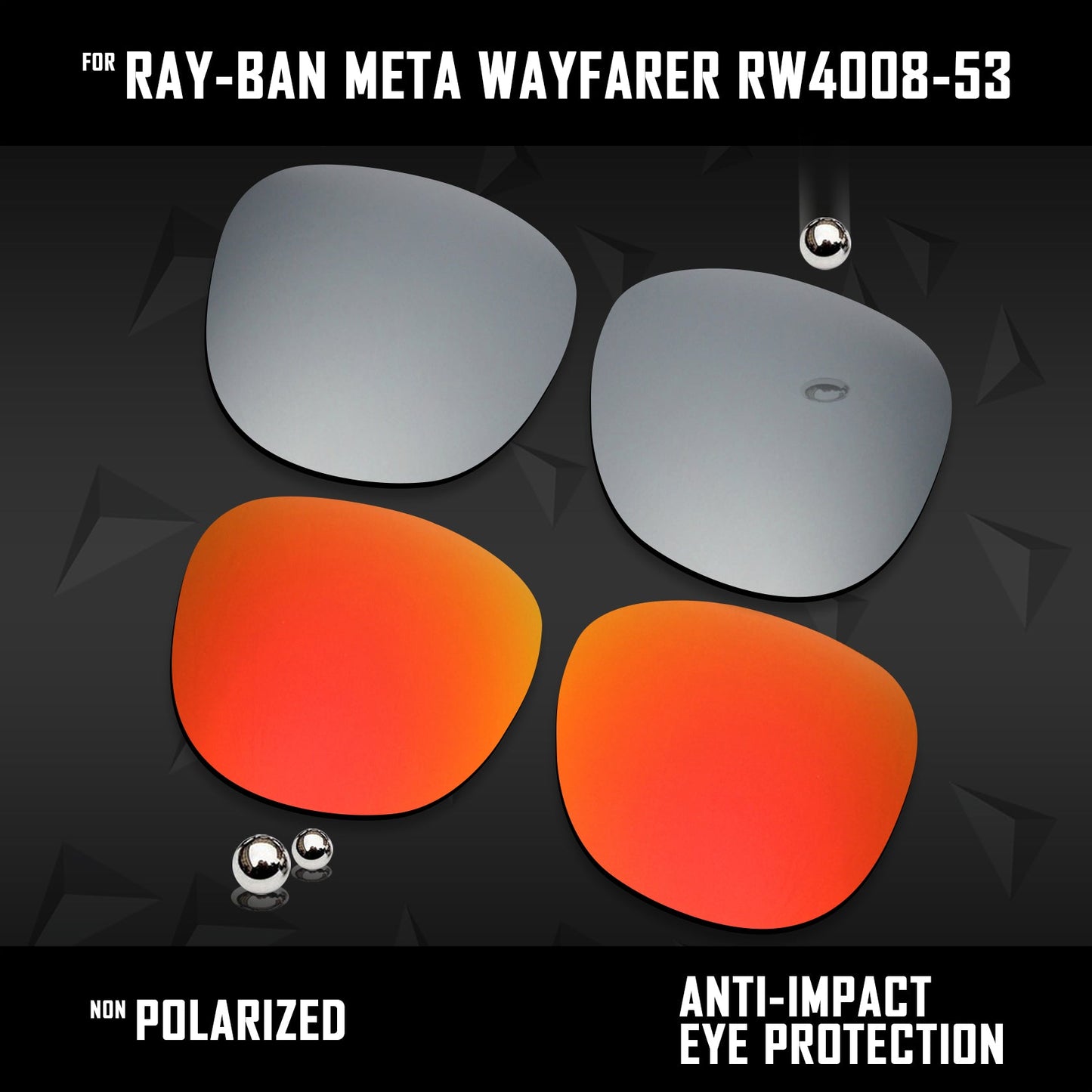 Anti Scratch Polarized Replacement Lenses for-Ray-Ban Meta Wayfarer RW4008-53 Options