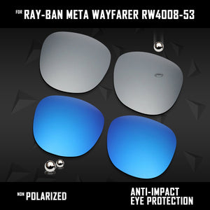 Anti Scratch Polarized Replacement Lenses for-Ray-Ban Meta Wayfarer RW4008-53 Options
