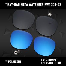 Load image into Gallery viewer, Anti Scratch Polarized Replacement Lenses for-Ray-Ban Meta Wayfarer RW4008-53 Options