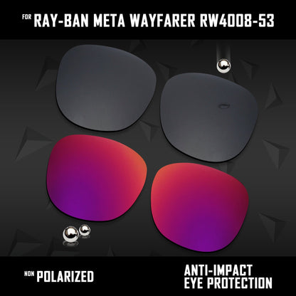 Anti Scratch Polarized Replacement Lenses for-Ray-Ban Meta Wayfarer RW4008-53 Options