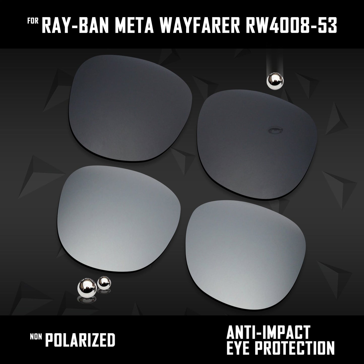 Anti Scratch Polarized Replacement Lenses for-Ray-Ban Meta Wayfarer RW4008-53 Options