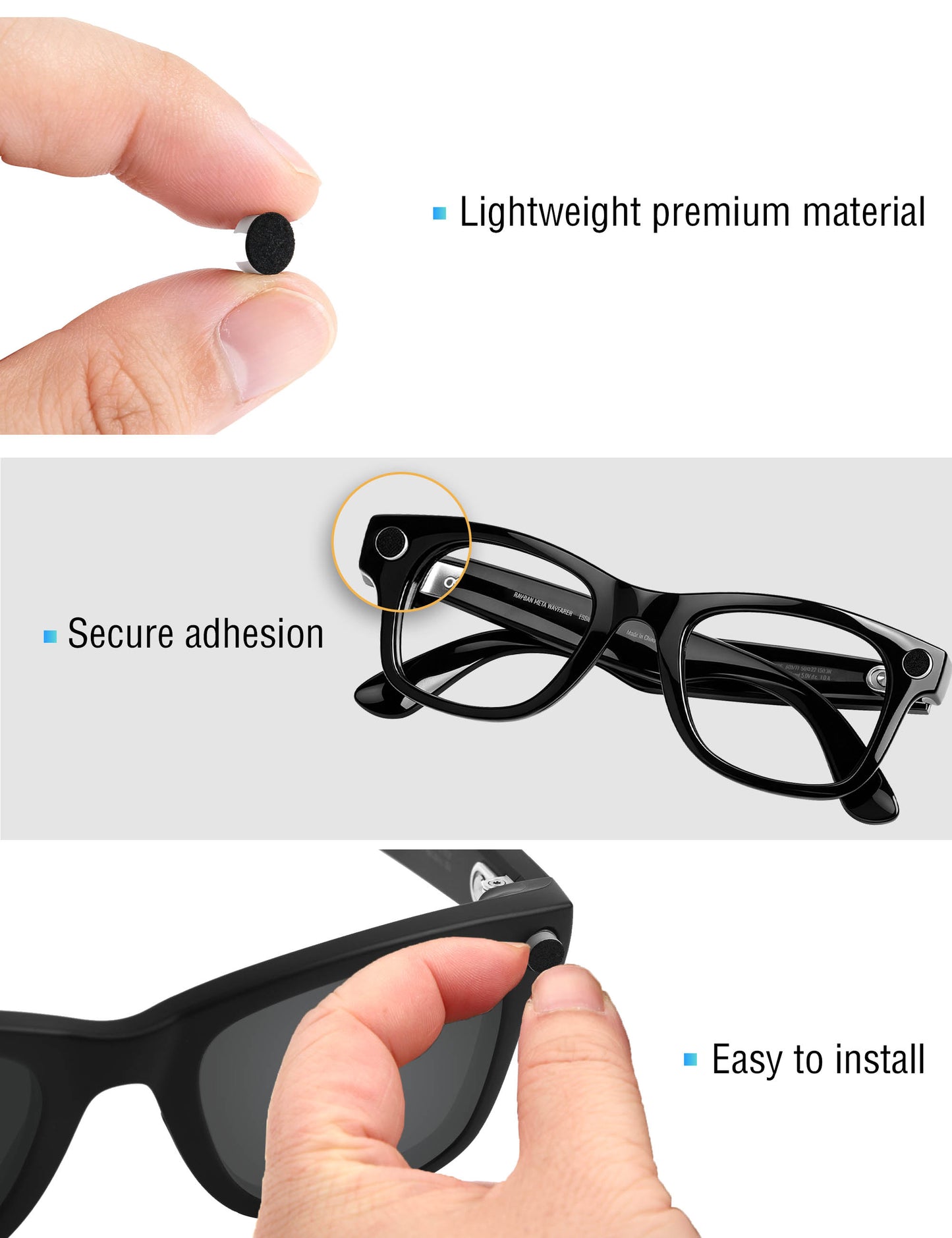 Light Blocking Cover for Ray-Ban Stories Wayfarer L RW4004 53mm