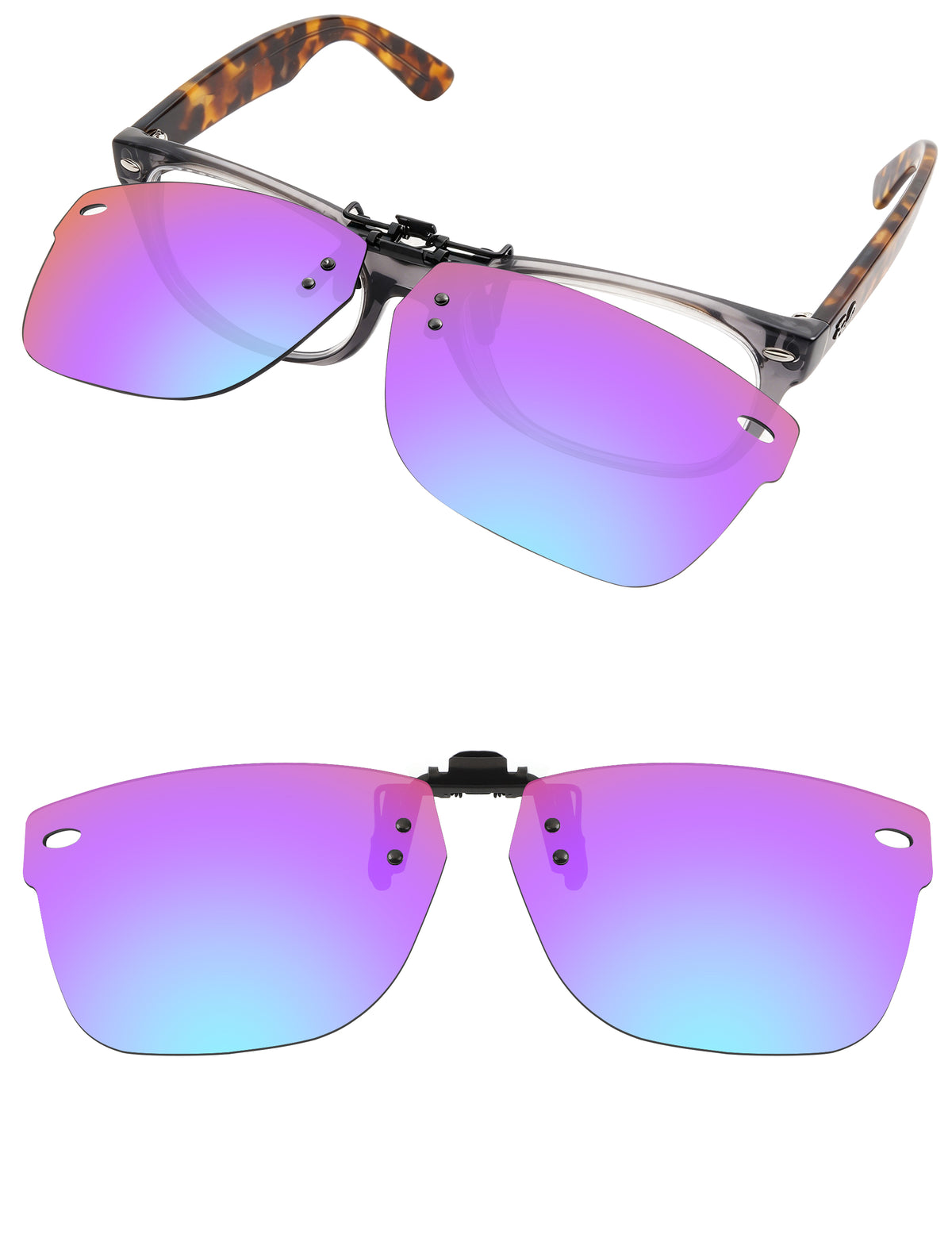 Polarized Flip-up Clip-on for Ray-Ban New Wayfarer RB5184 54mm