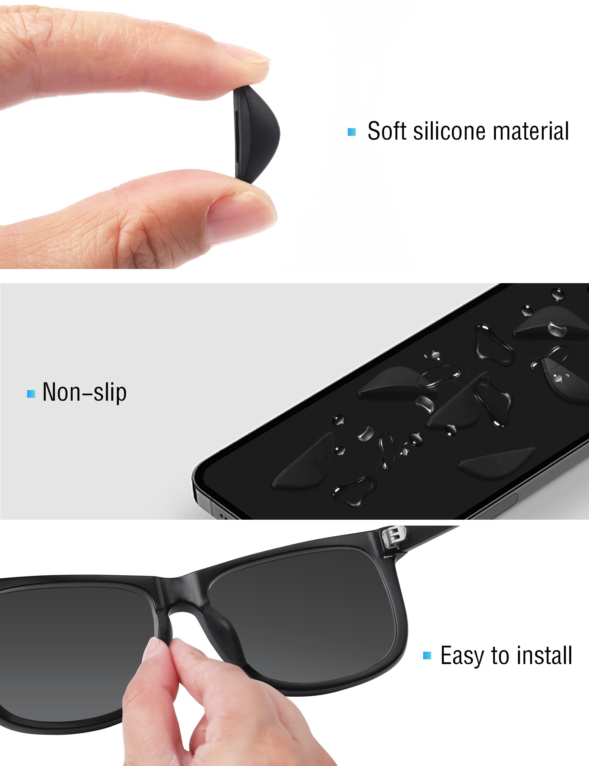Custom Nose Pads for Ray-Ban Justin RB4165 54mm Sunglasses