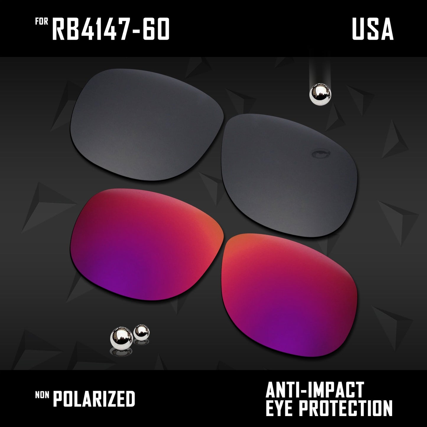 Anti Scratch Polarized Replacement Lenses for-RB4147-60