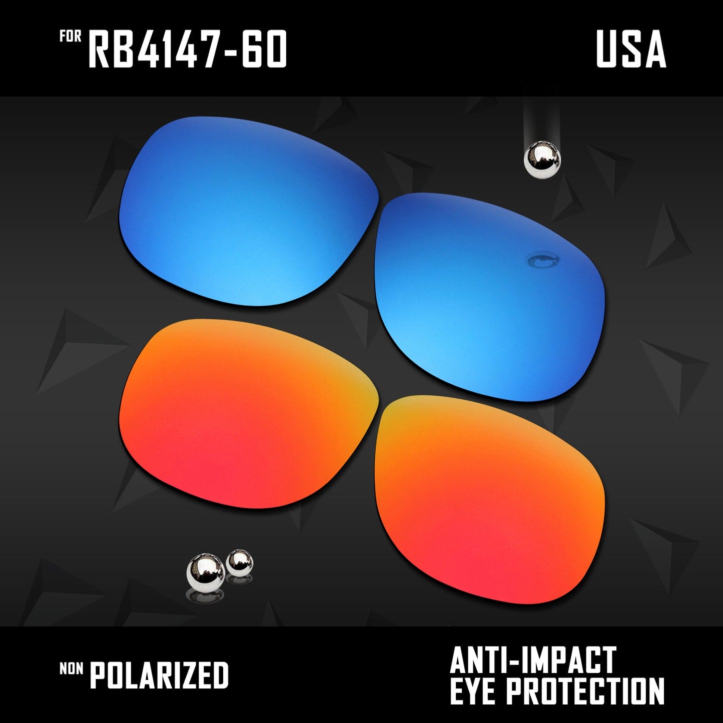 Anti Scratch Polarized Replacement Lenses for-RB4147-60