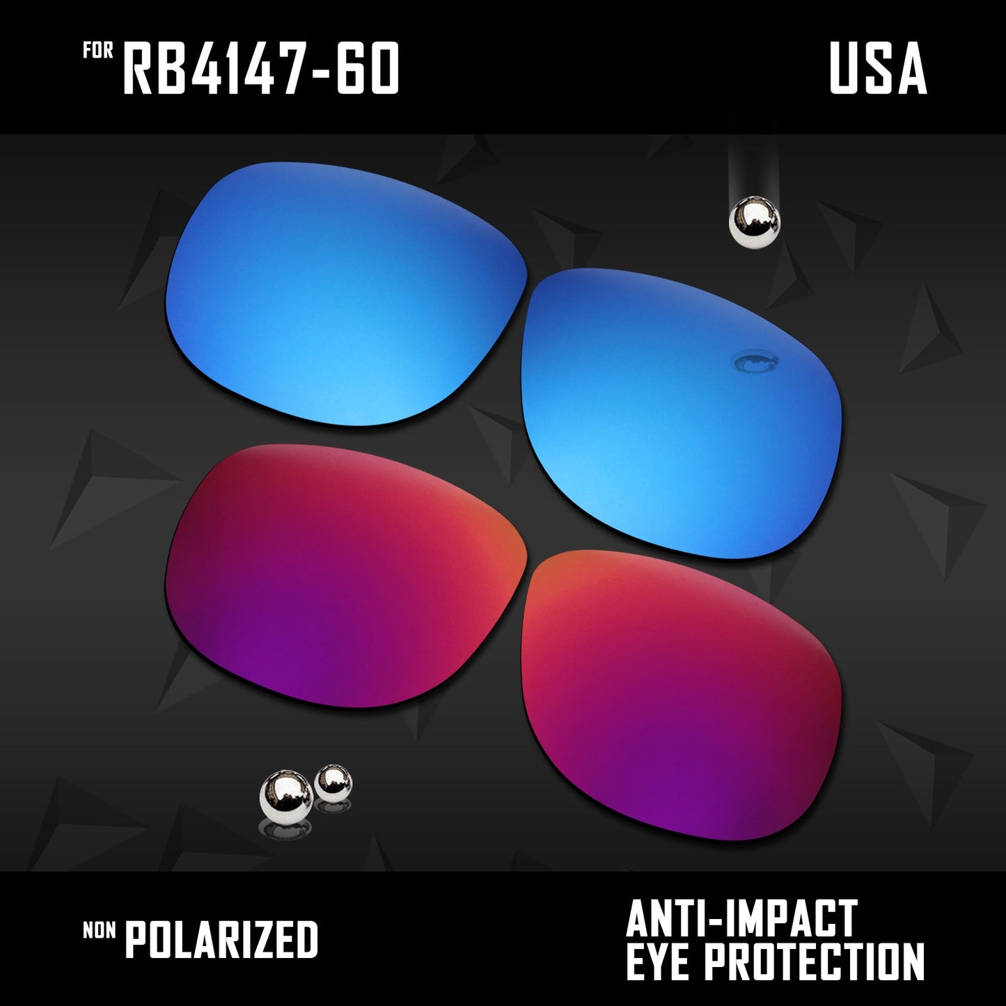 Anti Scratch Polarized Replacement Lenses for-RB4147-60
