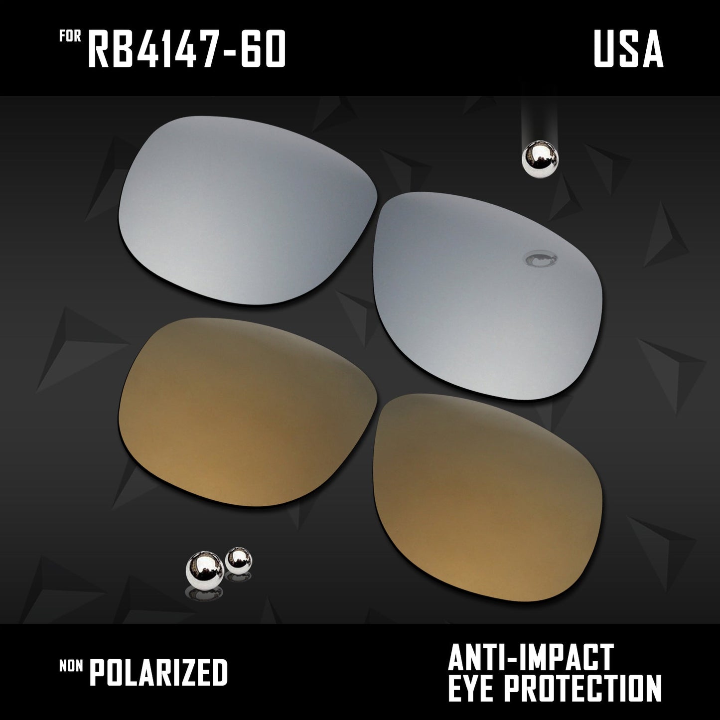 Anti Scratch Polarized Replacement Lenses for-RB4147-60