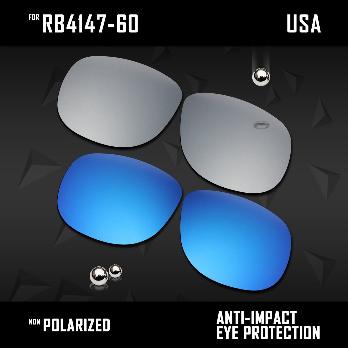 Anti Scratch Polarized Replacement Lenses for-RB4147-60