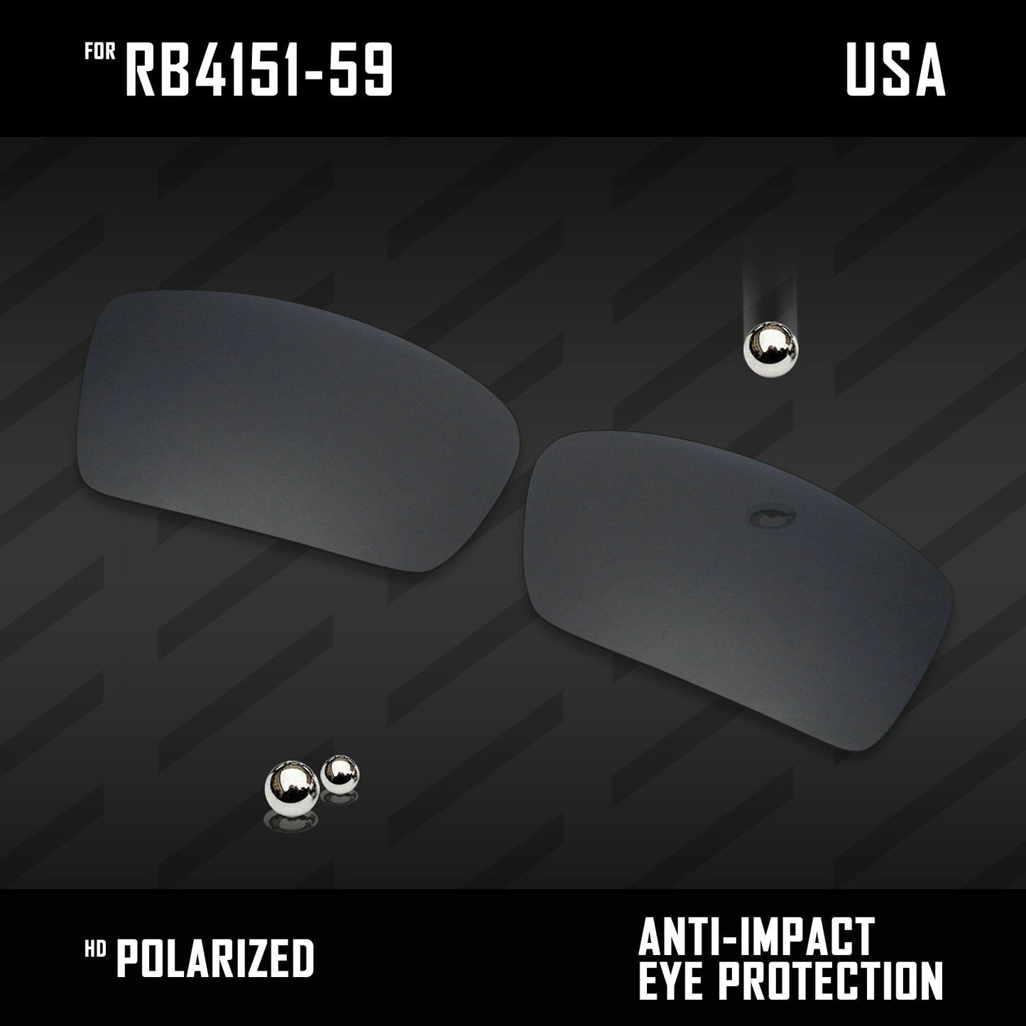Anti Scratch Polarized Replacement Lenses for-RB4151-59