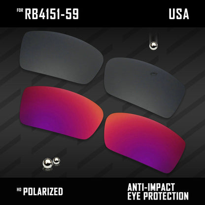 Anti Scratch Polarized Replacement Lenses for-RB4151-59