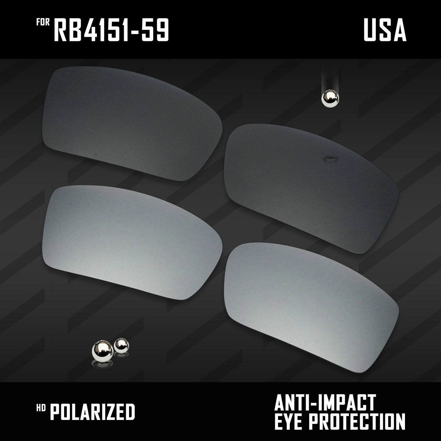 Anti Scratch Polarized Replacement Lenses for-RB4151-59