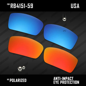 Anti Scratch Polarized Replacement Lenses for-RB4151-59