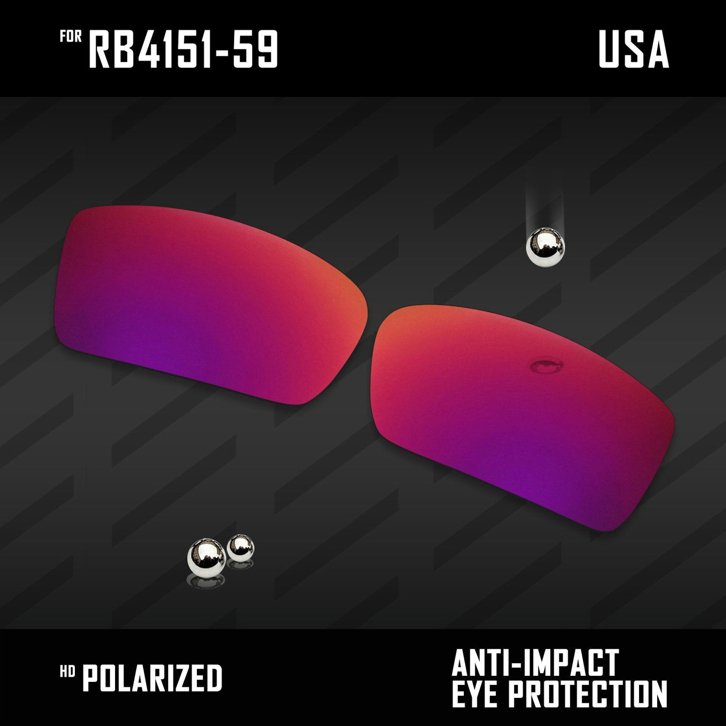 Anti Scratch Polarized Replacement Lenses for-RB4151-59