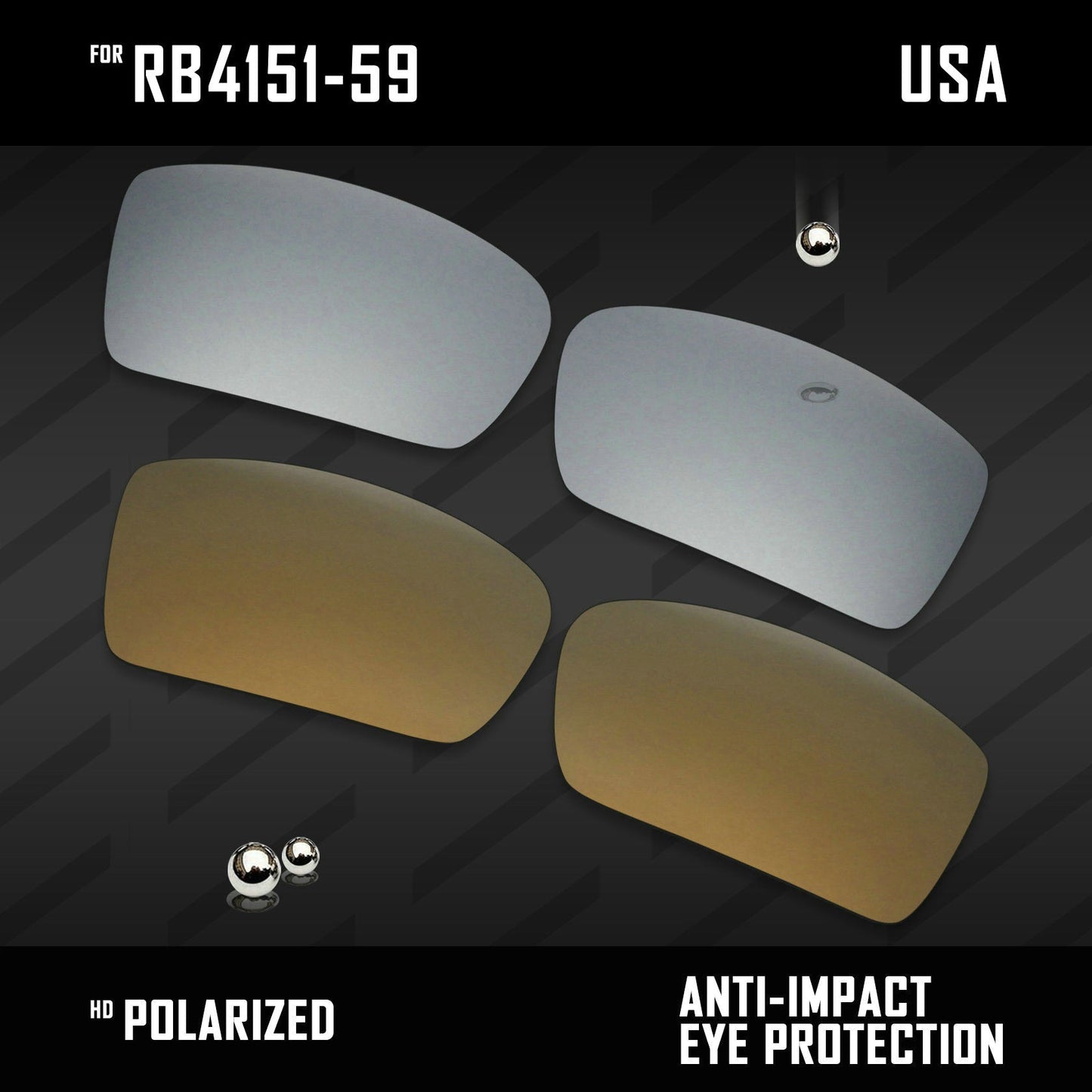 Anti Scratch Polarized Replacement Lenses for-RB4151-59