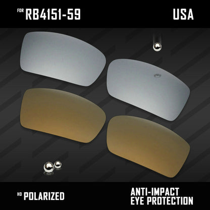 Anti Scratch Polarized Replacement Lenses for-RB4151-59