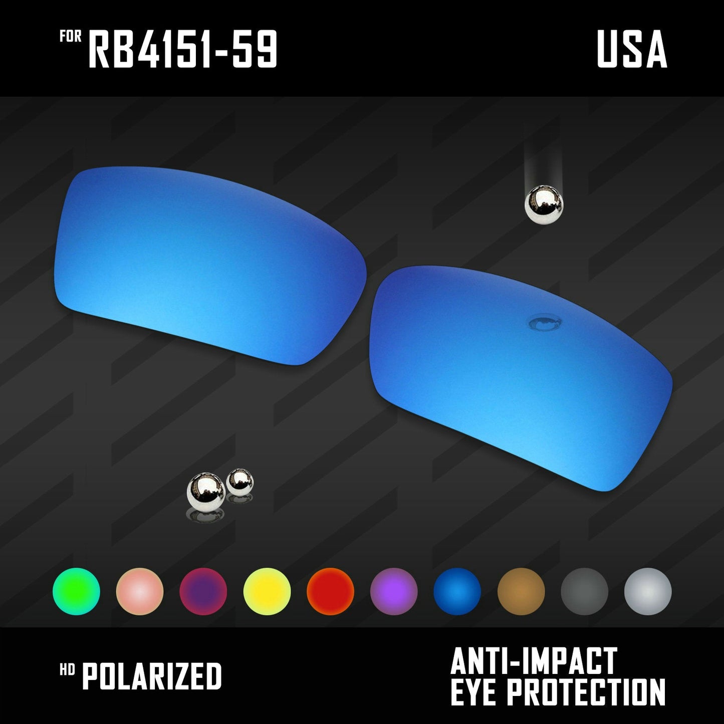 Anti Scratch Polarized Replacement Lenses for-RB4151-59