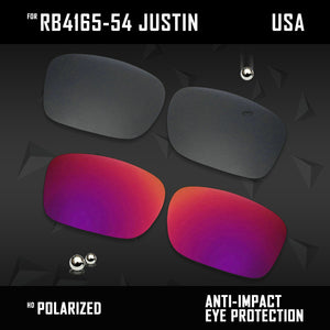 Anti Scratch Polarized Replacement Lenses for-RB4165-54 Justin