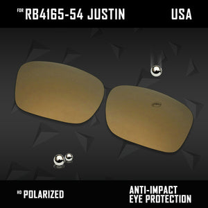 Anti Scratch Polarized Replacement Lenses for-RB4165-54 Justin