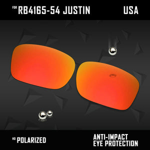 Anti Scratch Polarized Replacement Lenses for-RB4165-54 Justin