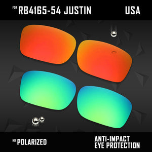 Anti Scratch Polarized Replacement Lenses for-RB4165-54 Justin