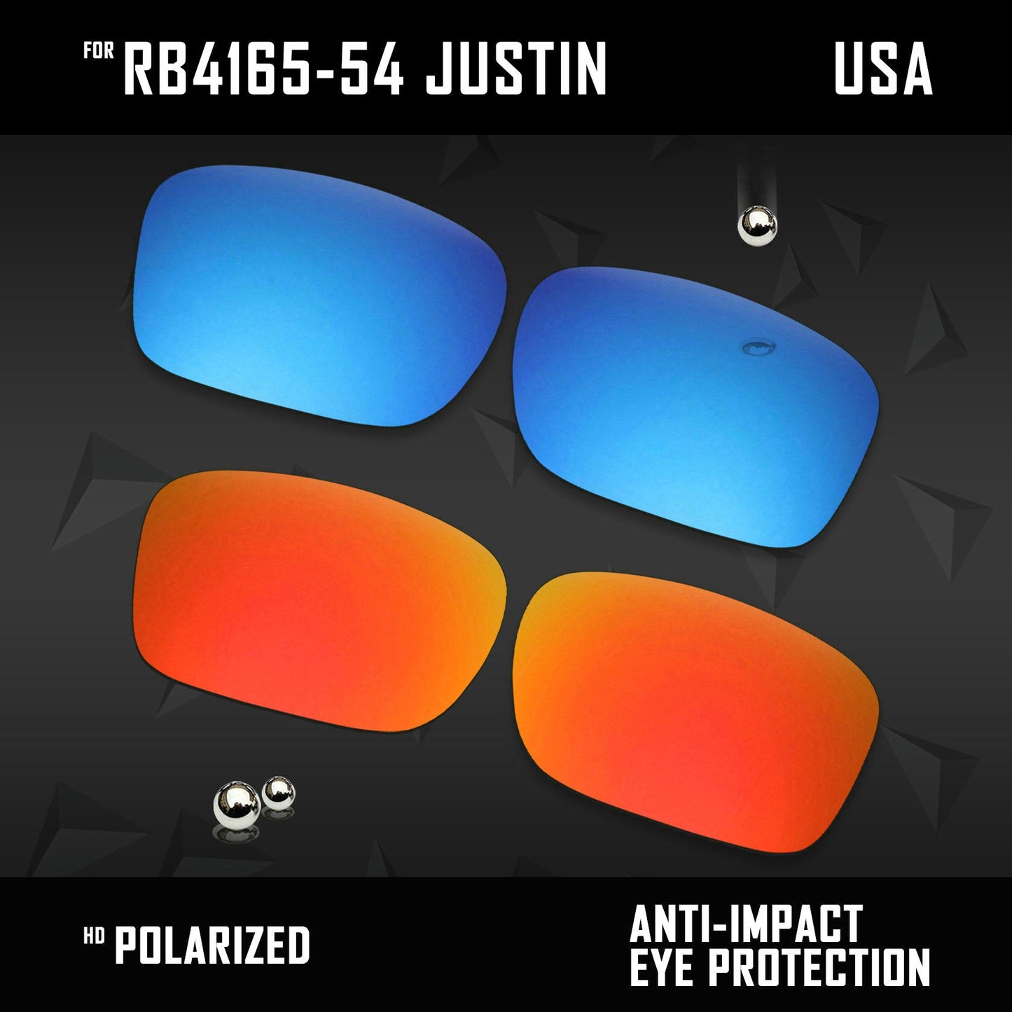 Anti Scratch Polarized Replacement Lenses for-RB4165-54 Justin
