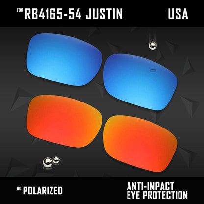 Anti Scratch Polarized Replacement Lenses for-RB4165-54 Justin