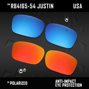 Anti Scratch Polarized Replacement Lenses for-RB4165-54 Justin