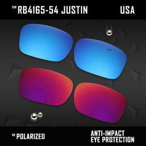 Anti Scratch Polarized Replacement Lenses for-RB4165-54 Justin