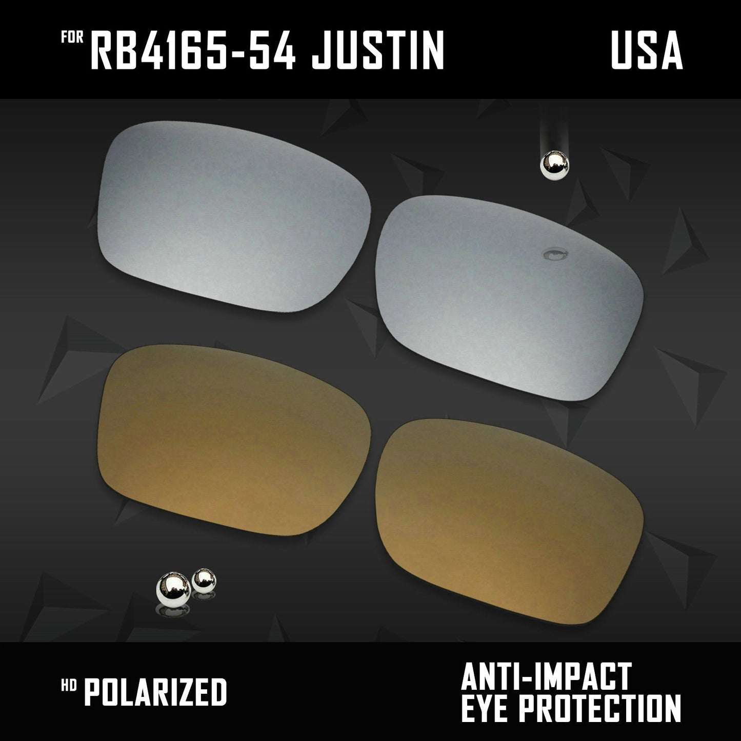 Anti Scratch Polarized Replacement Lenses for-RB4165-54 Justin