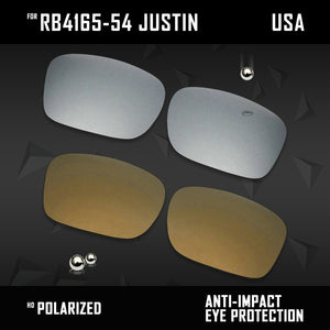 Anti Scratch Polarized Replacement Lenses for-RB4165-54 Justin