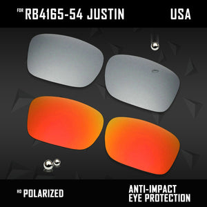 Anti Scratch Polarized Replacement Lenses for-RB4165-54 Justin