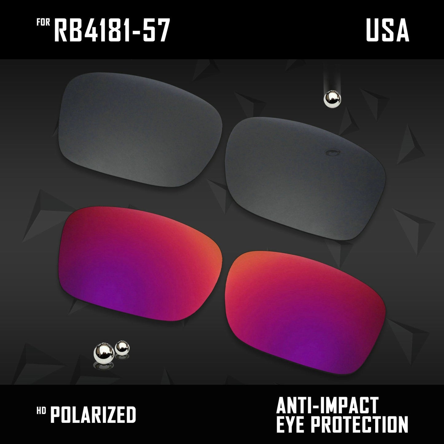 Anti Scratch Polarized Replacement Lenses for-RB4181-57