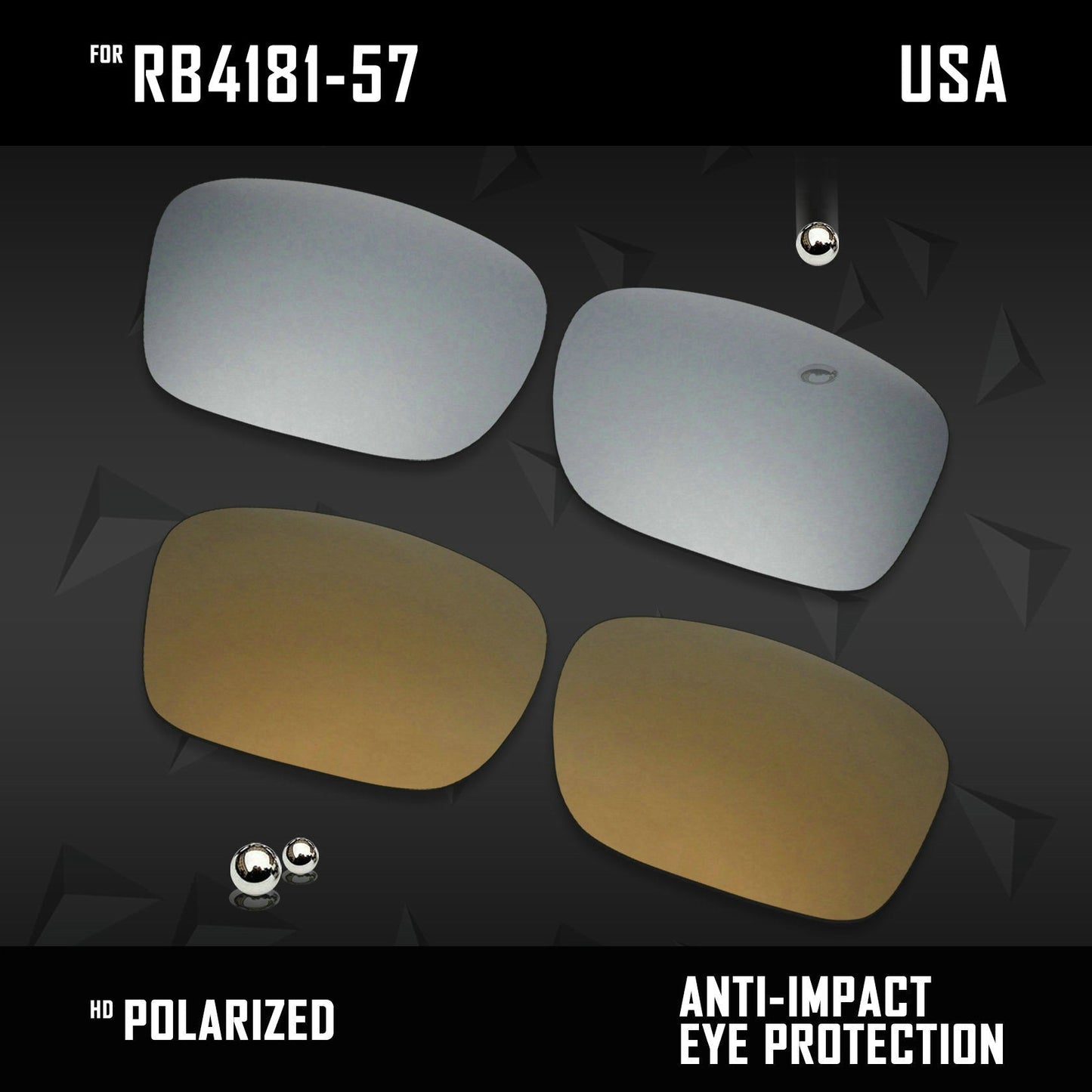 Anti Scratch Polarized Replacement Lenses for-RB4181-57