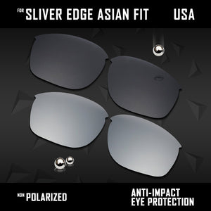 Anti Scratch Polarized Replacement Lenses for-Oakley Sliver Edge Asian Fit