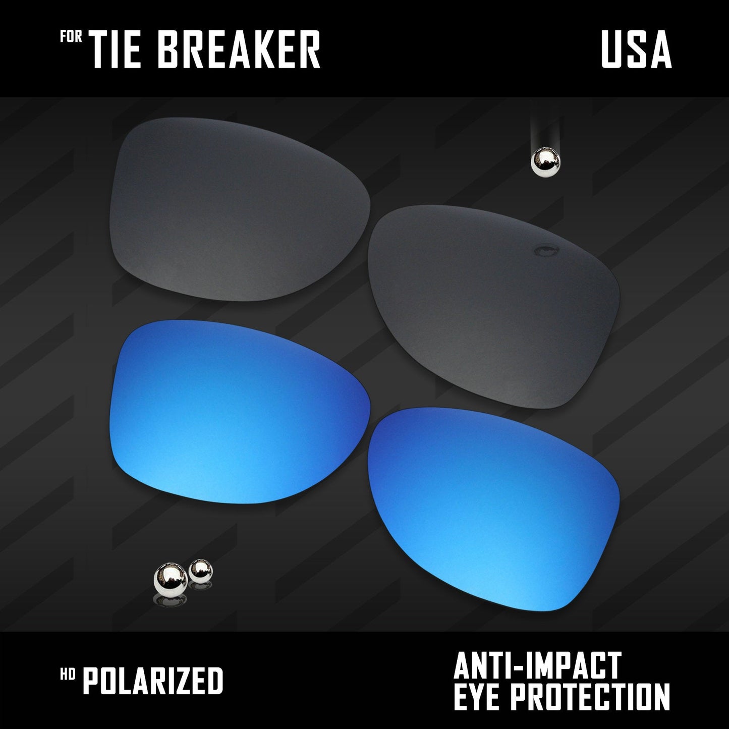 Anti Scratch Polarized Replacement Lenses for-Oakley Tie Breaker