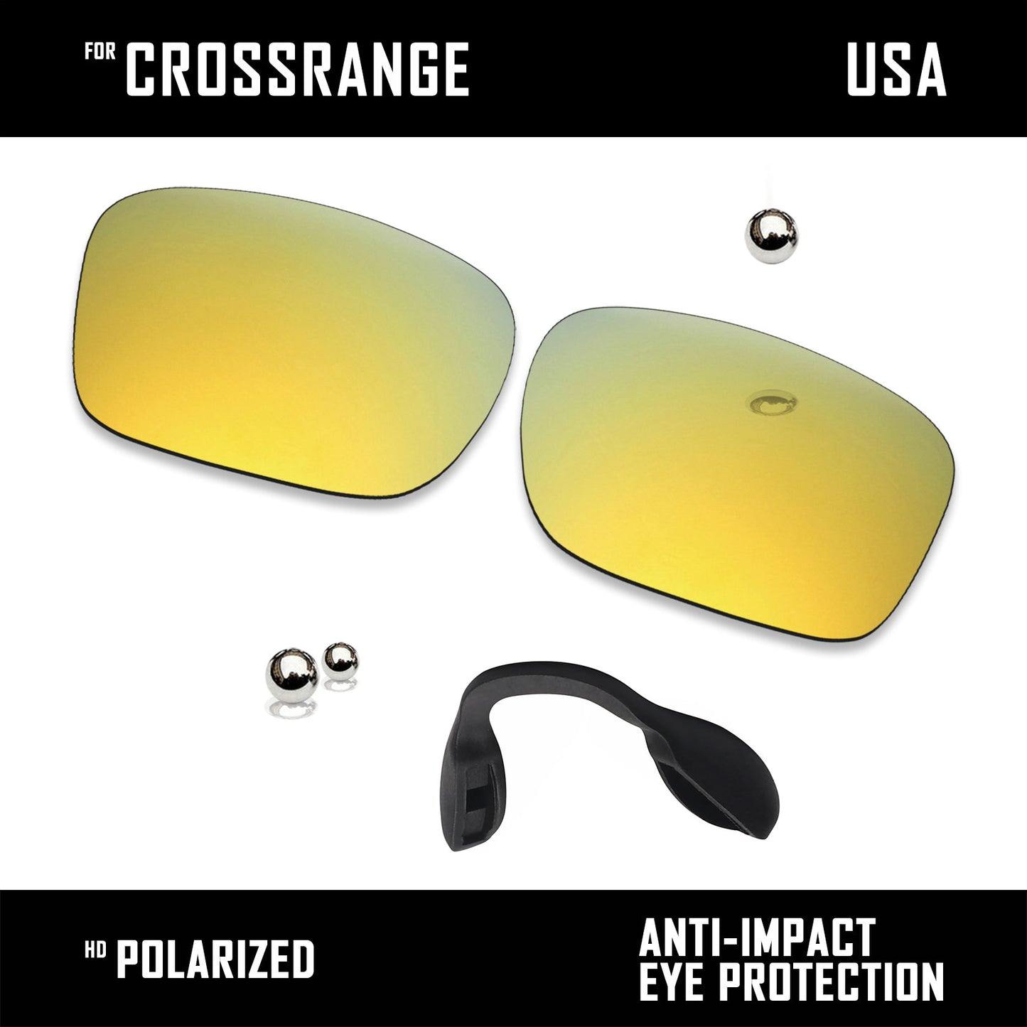 Anti Scratch Polarized Replacement Lens & Nose Pads for-Oakley Crossrange OO9361