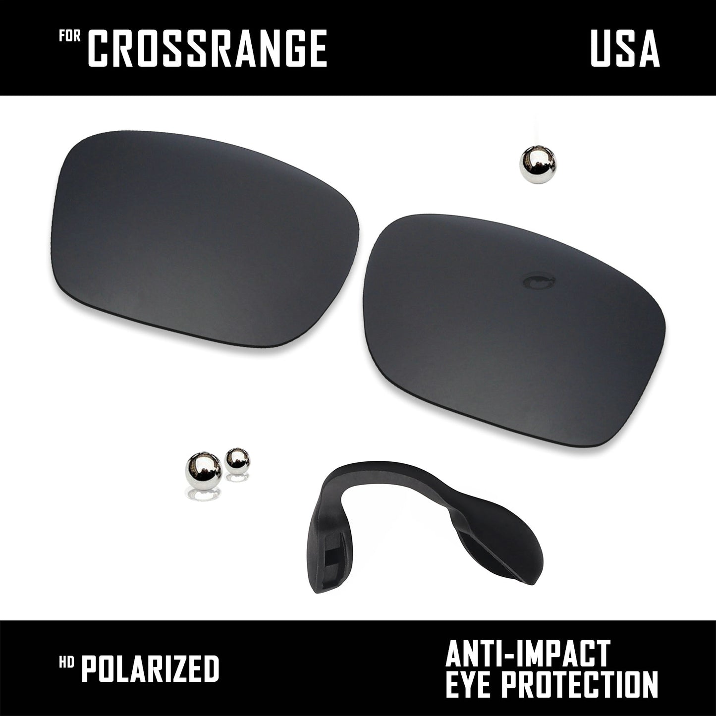 Anti Scratch Polarized Replacement Lens & Nose Pads for-Oakley Crossrange OO9361