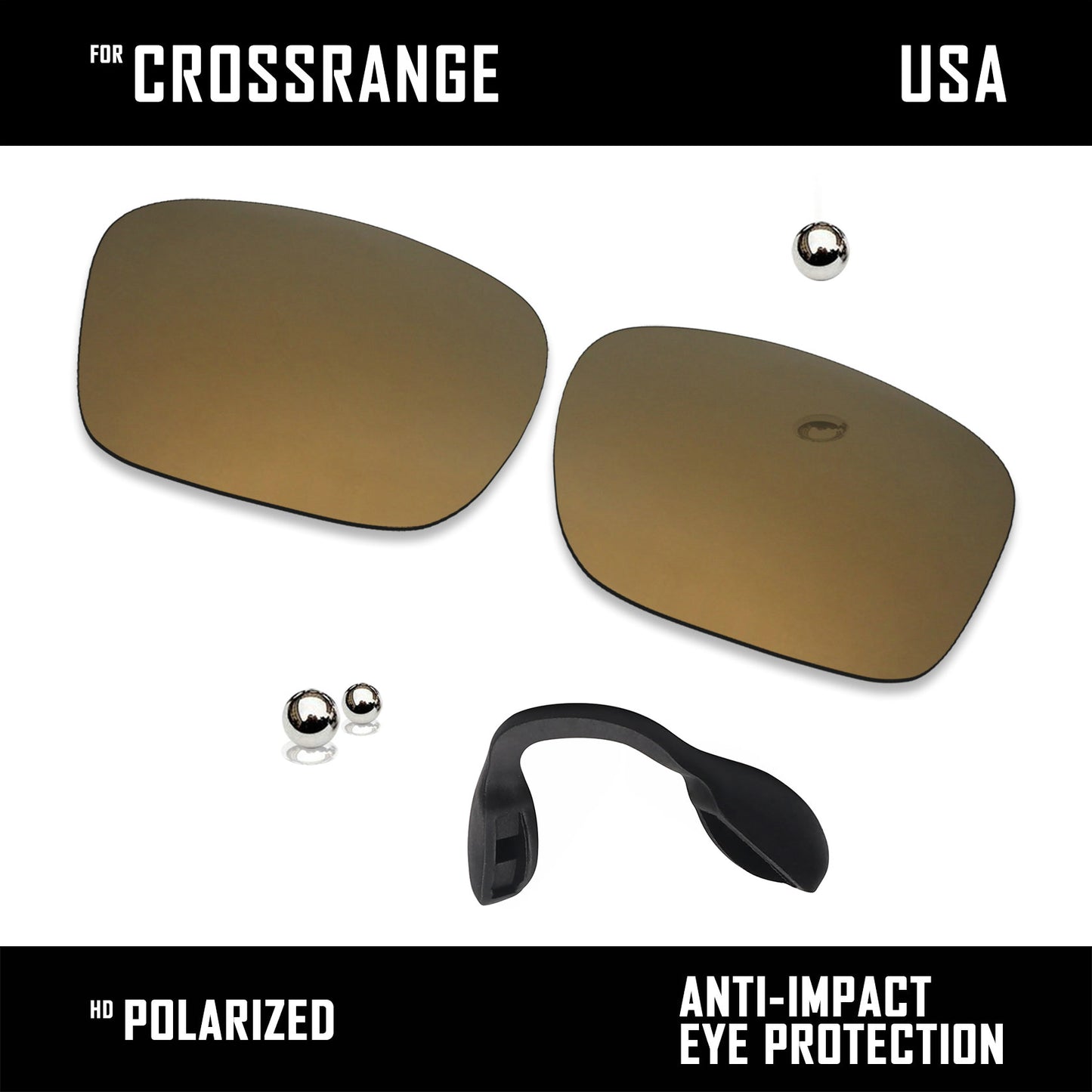 Anti Scratch Polarized Replacement Lens & Nose Pads for-Oakley Crossrange OO9361