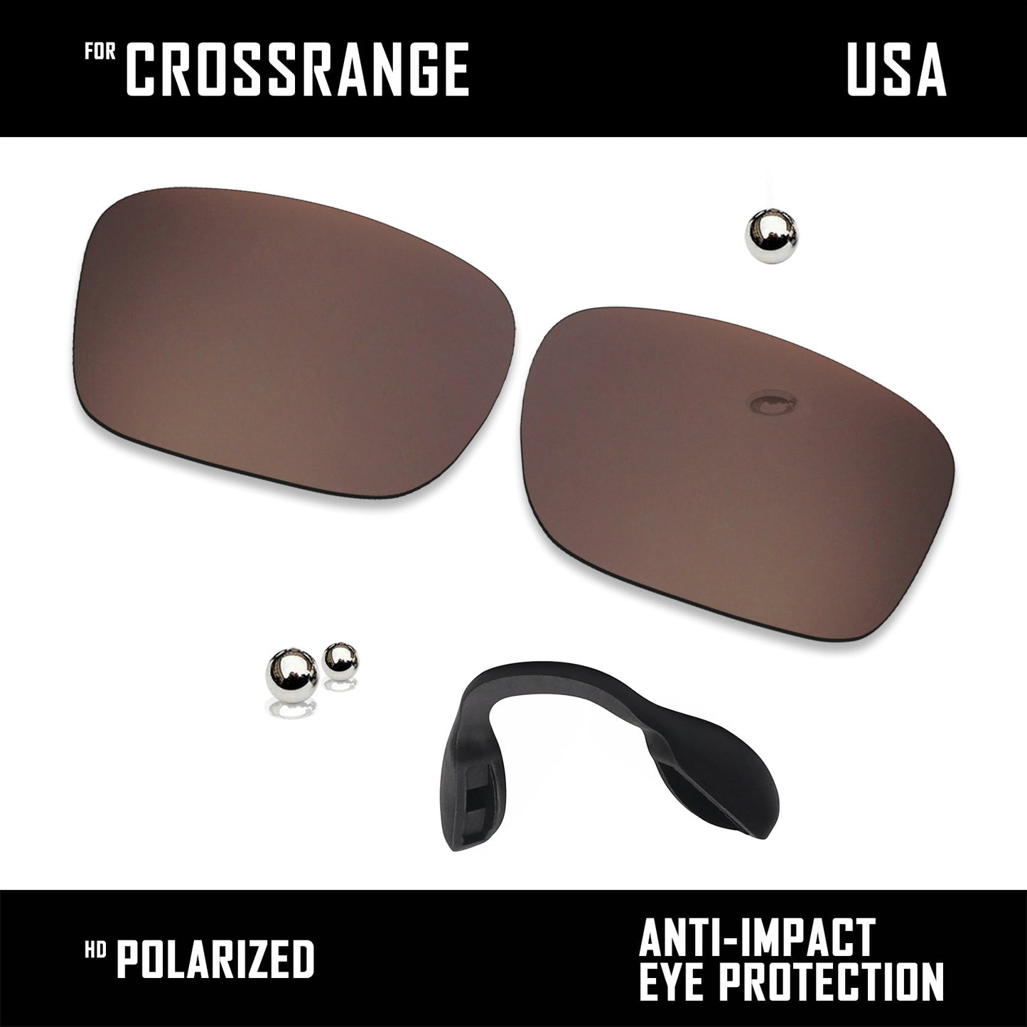 Anti Scratch Polarized Replacement Lens & Nose Pads for-Oakley Crossrange OO9361