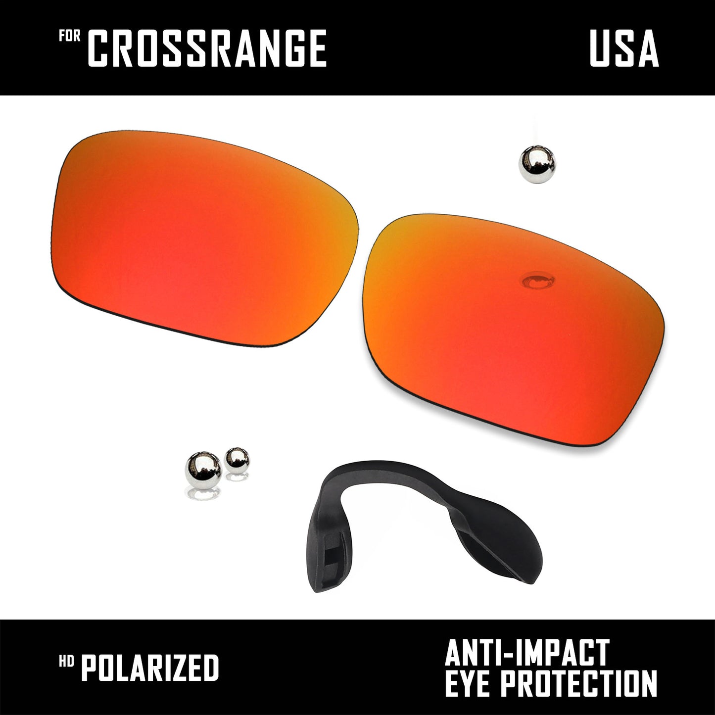 Anti Scratch Polarized Replacement Lens & Nose Pads for-Oakley Crossrange OO9361